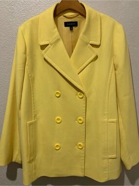 Talbots Women's Bright Yellow Double-Breasted Peacoat